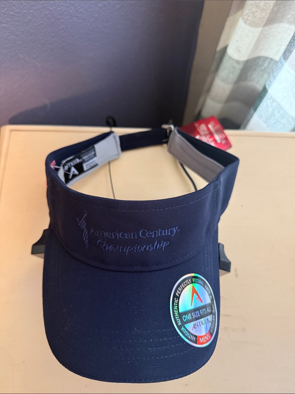 Antigua Navy Visor with Embroidered American Century Championship Logo
